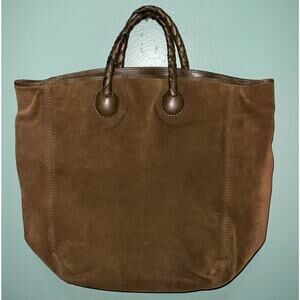 Bottega Veneta Intrecciato Large Top Handle Bag Vintage Brown Suede